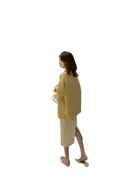 Ženski blejzer od chenilla s polo ovratnikom, duge princes rukave, zatvaranje na jedno dugme, slobodan kroj, proljeće 2025