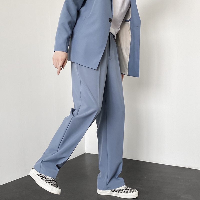 Muške hlače ravnog kroja, lagani poslovni stil, 95% poliester, mješavina kemijskih vlakana, bez glačanja