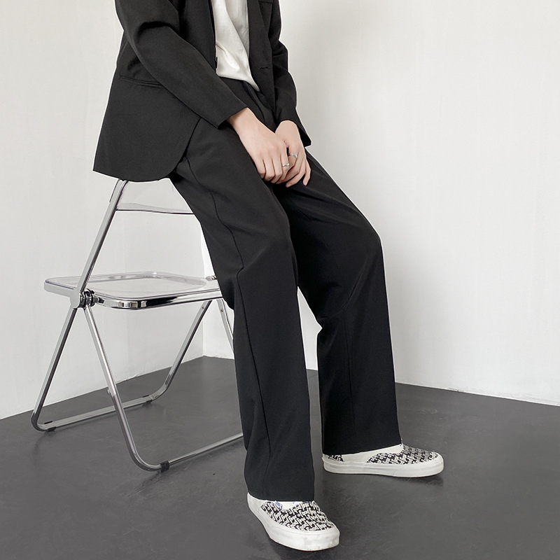 Muške hlače ravnog kroja, lagani poslovni stil, 95% poliester, mješavina kemijskih vlakana, bez glačanja