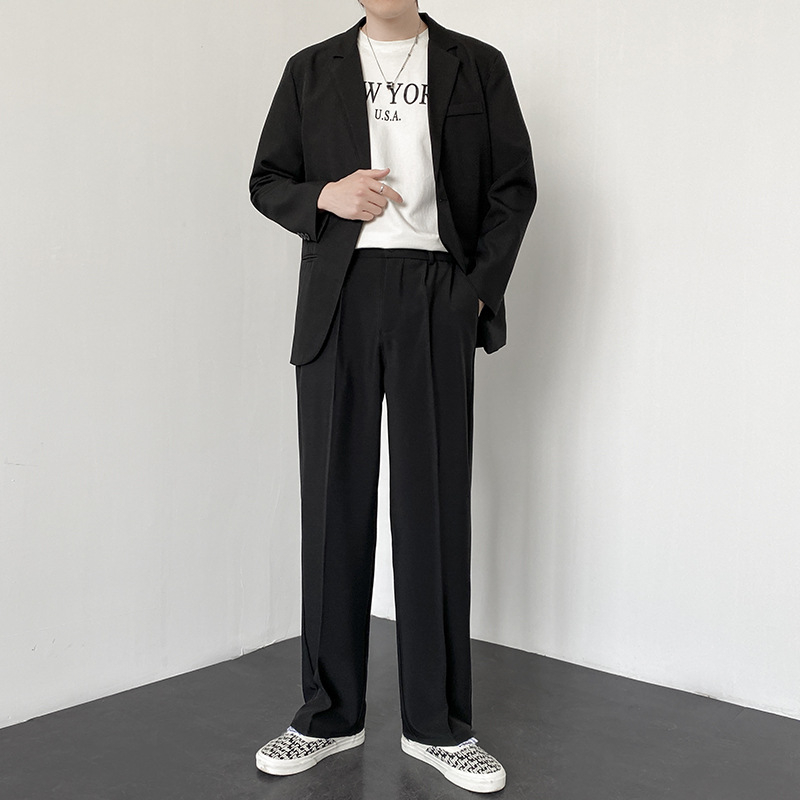 Muške hlače ravnog kroja, lagani poslovni stil, 95% poliester, mješavina kemijskih vlakana, bez glačanja