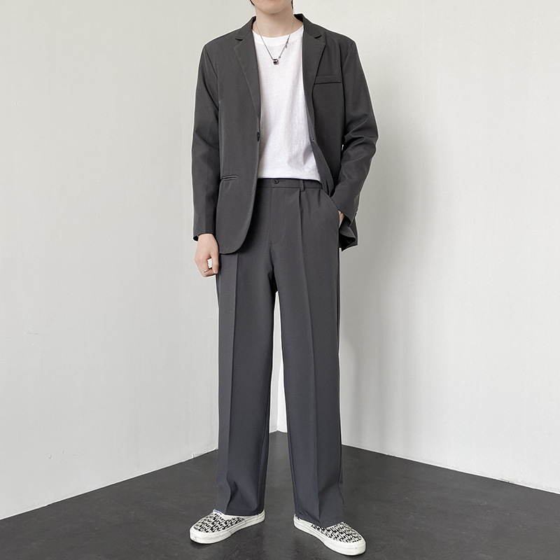 Muške hlače ravnog kroja, lagani poslovni stil, 95% poliester, mješavina kemijskih vlakana, bez glačanja