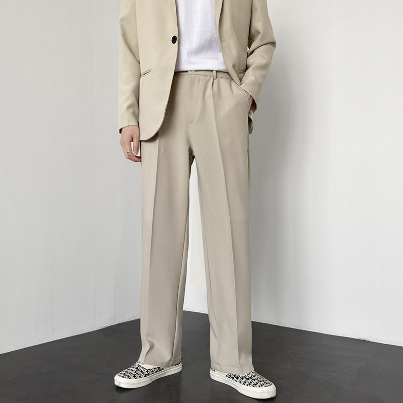 Muške hlače ravnog kroja, lagani poslovni stil, 95% poliester, mješavina kemijskih vlakana, bez glačanja