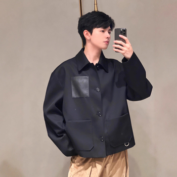 Casual blejzer s reverom, opušten kroj, jedinstvena boja, patch džepovi, glavna tkanina 95% poliester s pamuk podstava, jesen 2025