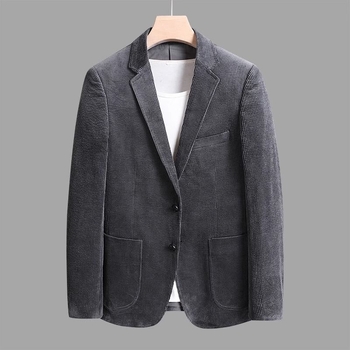 Casual sako od corduroya | Slim fit, Korejska verzija, ravni ovratnik, dvostruko kopcanje, Zima 2025