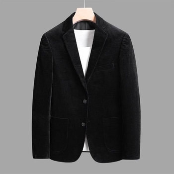 Casual sako od corduroya | Slim fit, Korejska verzija, ravni ovratnik, dvostruko kopcanje, Zima 2025