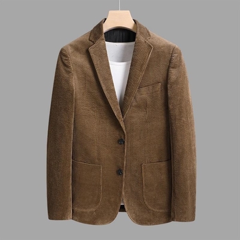 Casual sako od corduroya | Slim fit, Korejska verzija, ravni ovratnik, dvostruko kopcanje, Zima 2025