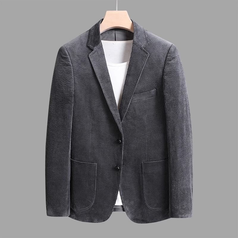 Casual sako od corduroya | Slim fit, Korejska verzija, ravni ovratnik, dvostruko kopcanje, Zima 2025