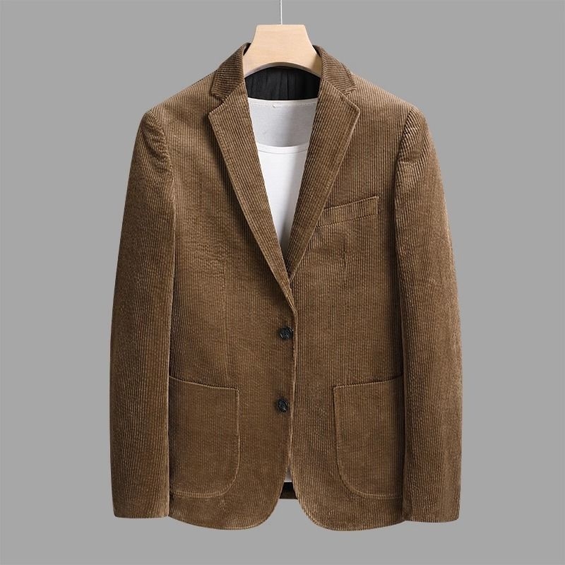 Casual sako od corduroya | Slim fit, Korejska verzija, ravni ovratnik, dvostruko kopcanje, Zima 2025