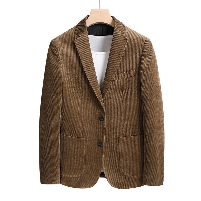 Casual sako od corduroya | Slim fit, Korejska verzija, ravni ovratnik, dvostruko kopcanje, Zima 2025