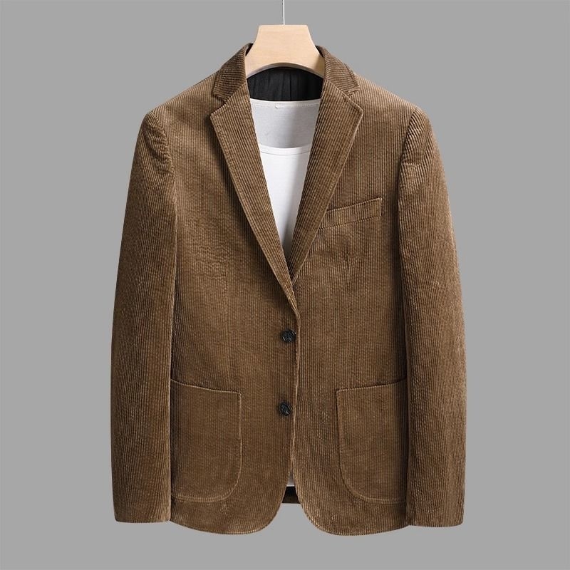 Casual sako od corduroya | Slim fit, Korejska verzija, ravni ovratnik, dvostruko kopcanje, Zima 2025