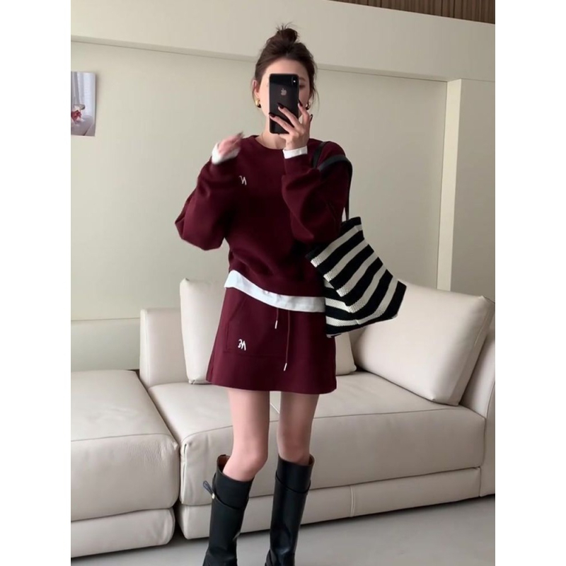 Kostim s suknjom za plus veličinu, dugi rukavi, Mercerizirana tkanina, poliestersko-elastanska mješavina, proljeće 2025