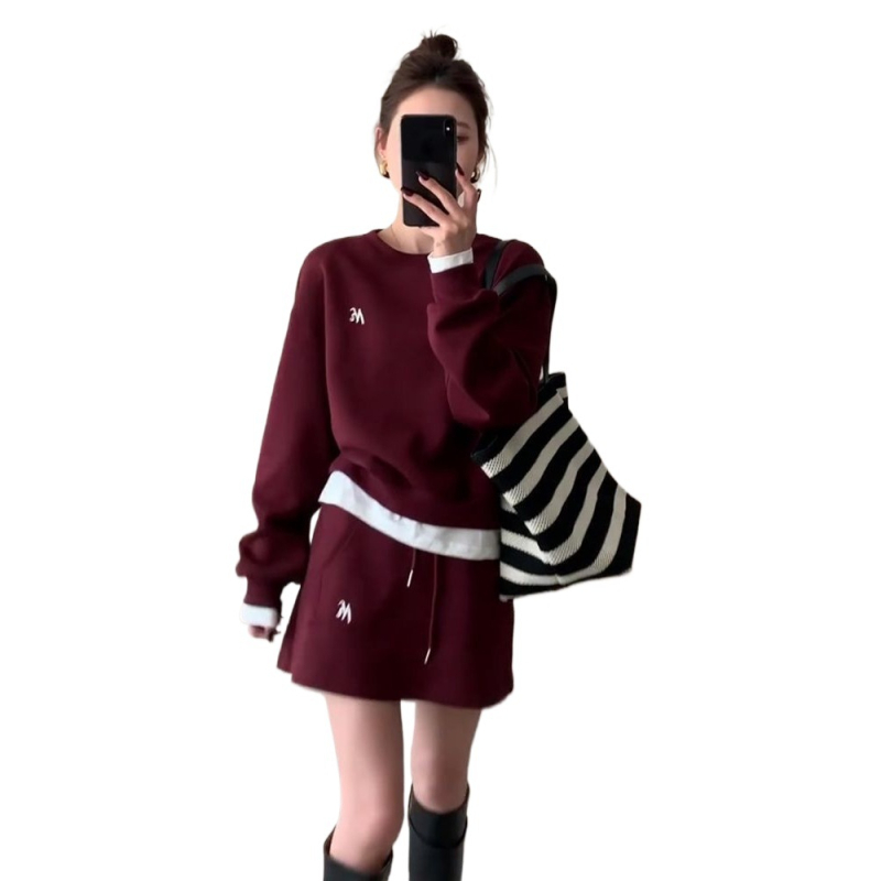 Kostim s suknjom za plus veličinu, dugi rukavi, Mercerizirana tkanina, poliestersko-elastanska mješavina, proljeće 2025