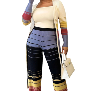 Set de relaxare pantaloni cu cardigan deschis în față, poliester, pentru femei, toamnă 2024, fără guler