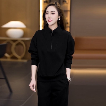 Casual pantalonski kostim sa stojećim ovratnikom, jednobojna poliester tkanina, proljeće 2025, šivanje spajanjem, japansko-korejski ležerni stil.