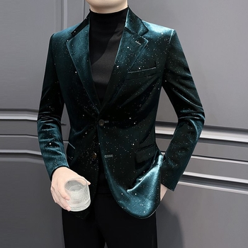 Ανδρικό σακάκι κοστουμιού – Slim Fit, Notched Lapel, Two-Button Single-Breasted, Thickened Polyester