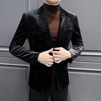 Ανδρικό σακάκι κοστουμιού – Slim Fit, Notched Lapel, Two-Button Single-Breasted, Thickened Polyester