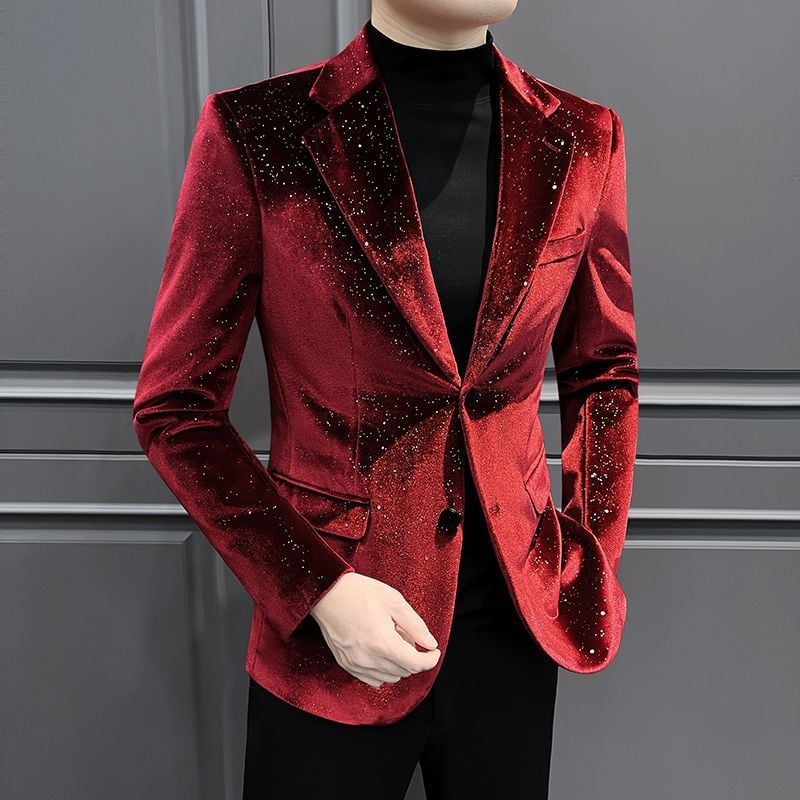 Ανδρικό σακάκι κοστουμιού – Slim Fit, Notched Lapel, Two-Button Single-Breasted, Thickened Polyester