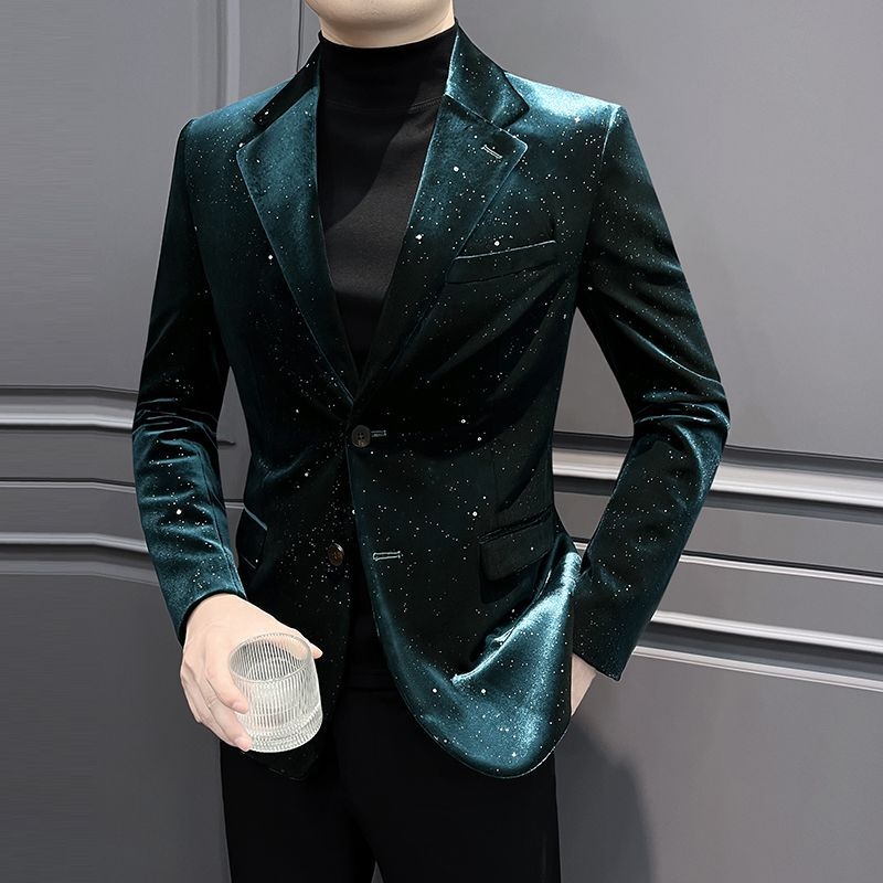 Ανδρικό σακάκι κοστουμιού – Slim Fit, Notched Lapel, Two-Button Single-Breasted, Thickened Polyester