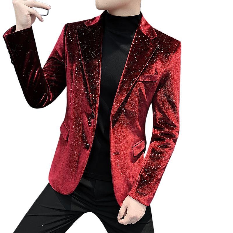 Ανδρικό σακάκι κοστουμιού – Slim Fit, Notched Lapel, Two-Button Single-Breasted, Thickened Polyester