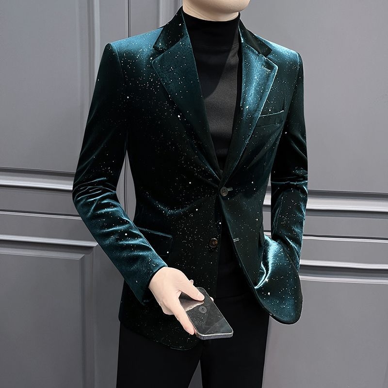 Ανδρικό σακάκι κοστουμιού – Slim Fit, Notched Lapel, Two-Button Single-Breasted, Thickened Polyester