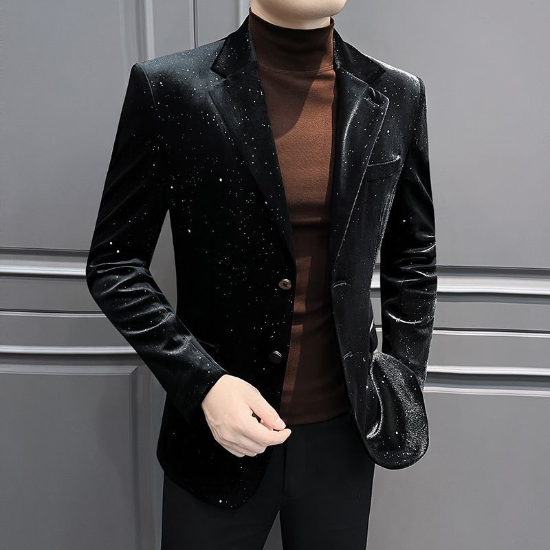 Ανδρικό σακάκι κοστουμιού – Slim Fit, Notched Lapel, Two-Button Single-Breasted, Thickened Polyester