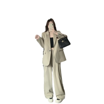 Ženski kostim s hlačama u britanskom stilu, dugih rukava, mješavina poliestera 30–50%, proljeće 2025