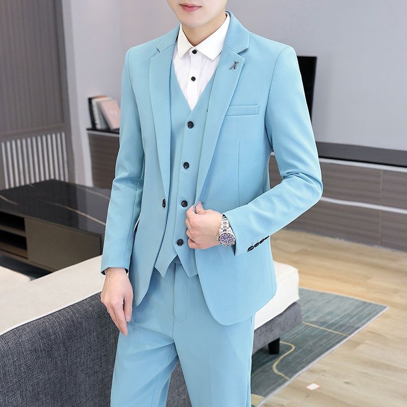 Korejski stil, uski kroj, trodjelni muški kostim za poslovnu i smart casual nošenje