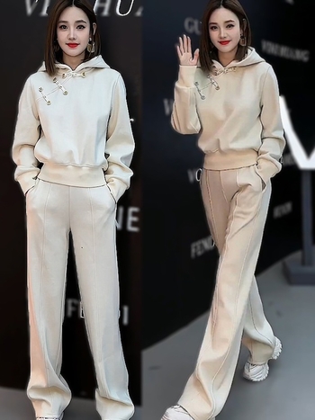 Ženski dvodijelni sportski set: duksa i široke hlače, proljetno-jesenski stil, moderan kineski stil