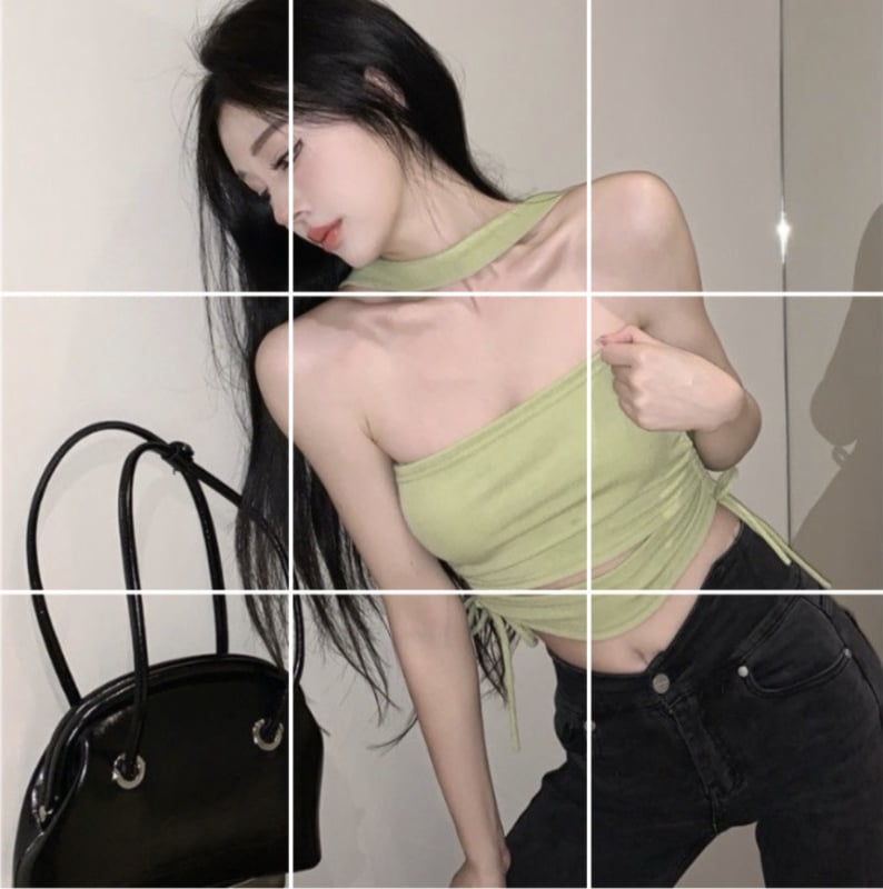 Korejskog stila halter crop top, uska silueta, pamuk