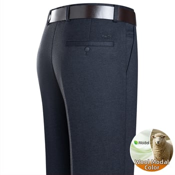 Pantaloni pentru bărbați din modal și lână, croială dreaptă, iarnă, pentru muncă, țesătură principală din in