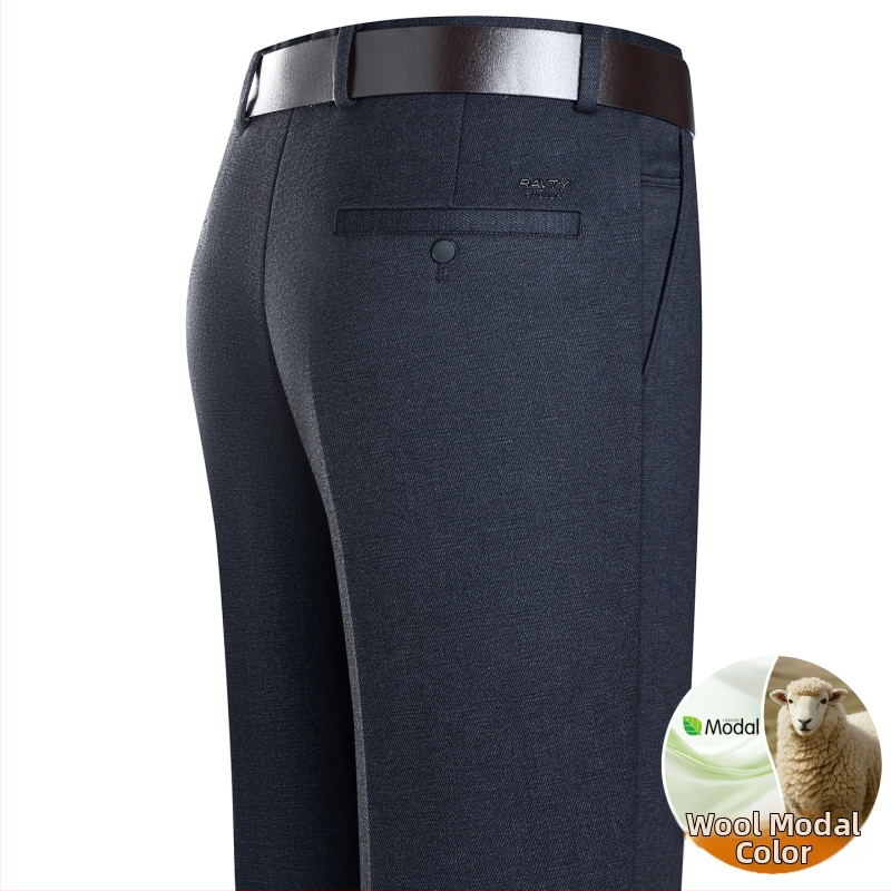 Pantaloni pentru bărbați din modal și lână, croială dreaptă, iarnă, pentru muncă, țesătură principală din in