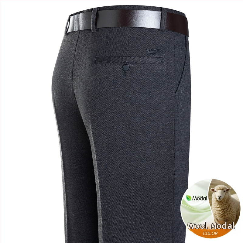Pantaloni pentru bărbați din modal și lână, croială dreaptă, iarnă, pentru muncă, țesătură principală din in