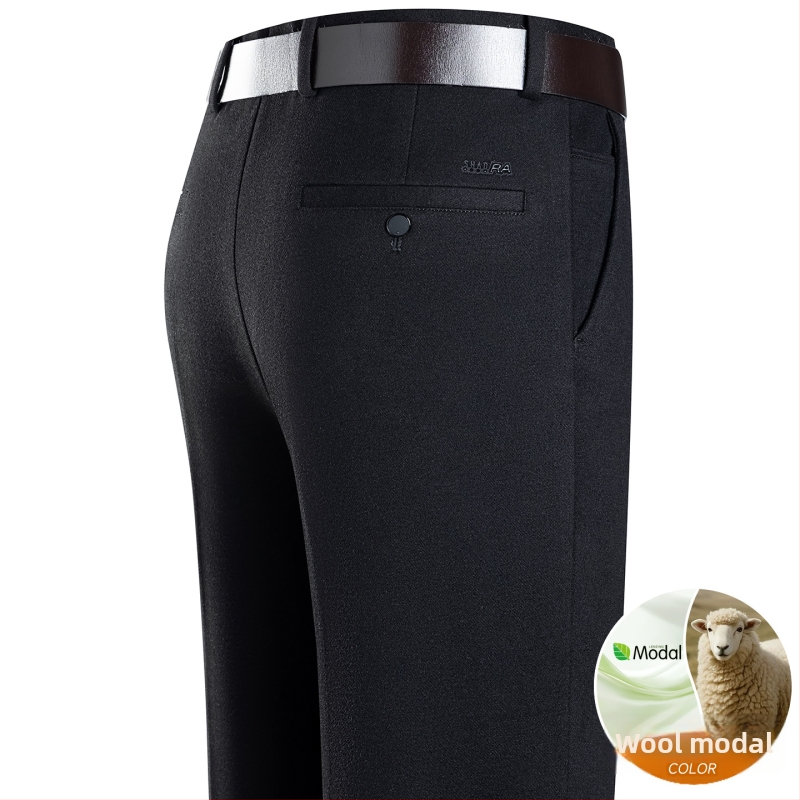 Pantaloni pentru bărbați din modal și lână, croială dreaptă, iarnă, pentru muncă, țesătură principală din in