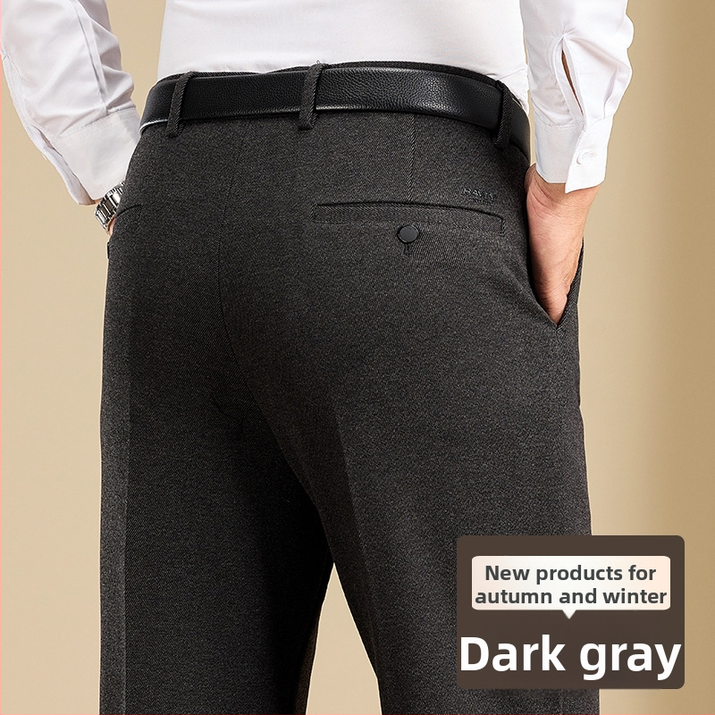 Pantaloni pentru bărbați din modal și lână, croială dreaptă, iarnă, pentru muncă, țesătură principală din in