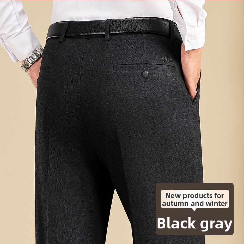 Pantaloni pentru bărbați din modal și lână, croială dreaptă, iarnă, pentru muncă, țesătură principală din in