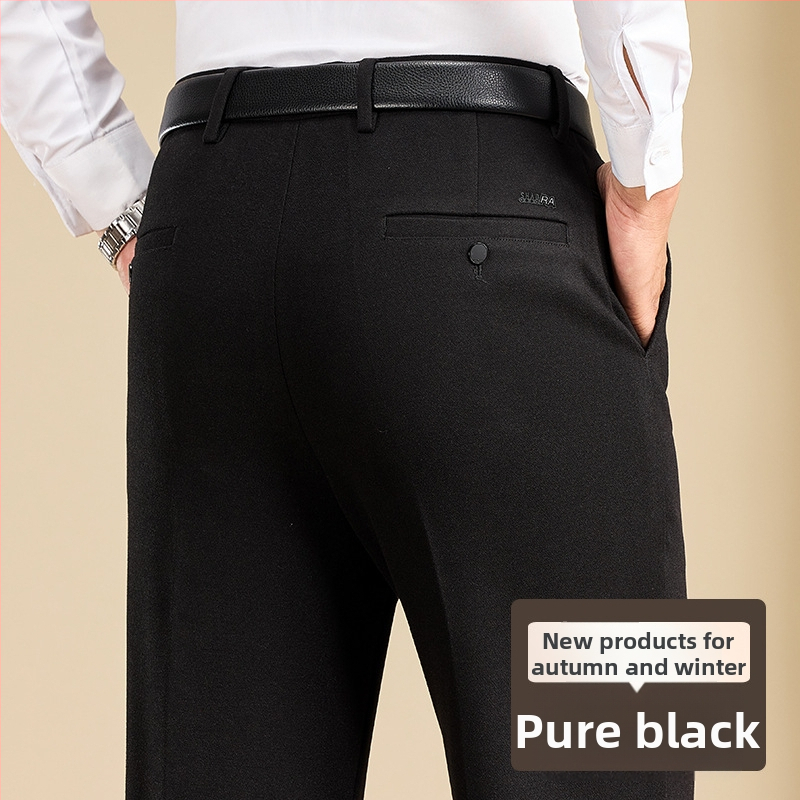 Pantaloni pentru bărbați din modal și lână, croială dreaptă, iarnă, pentru muncă, țesătură principală din in