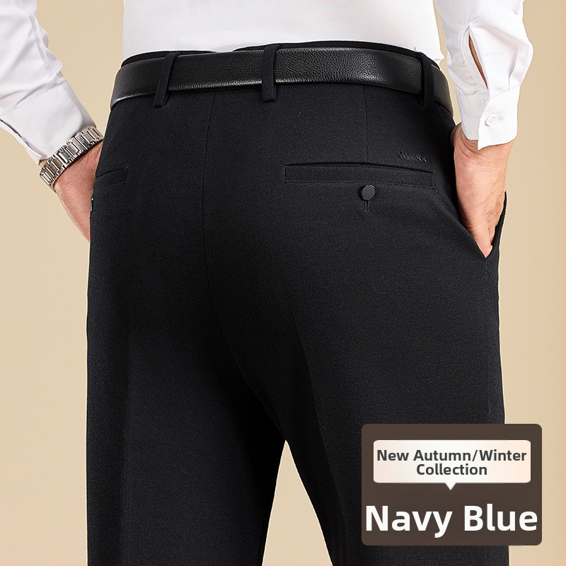 Pantaloni pentru bărbați din modal și lână, croială dreaptă, iarnă, pentru muncă, țesătură principală din in