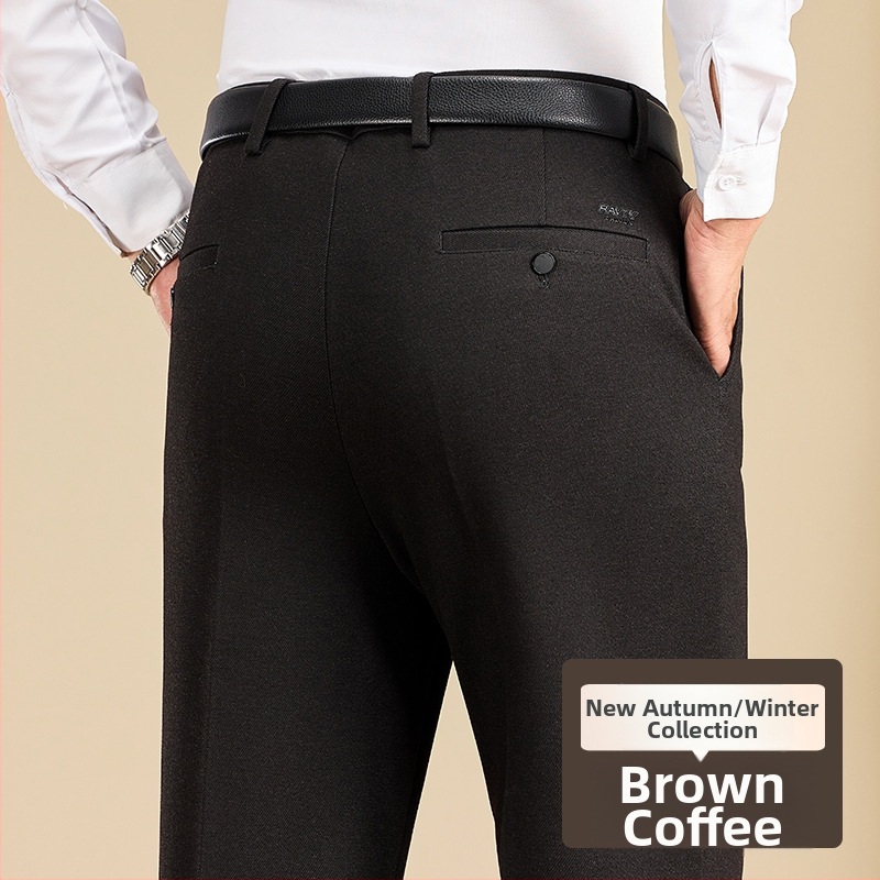 Pantaloni pentru bărbați din modal și lână, croială dreaptă, iarnă, pentru muncă, țesătură principală din in