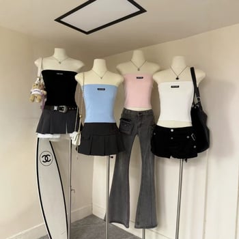 Pamučni top bez naramenica – Slim Fit, Jednobojan, 95% pamuka