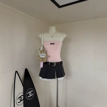 Pamučni top bez naramenica – Slim Fit, Jednobojan, 95% pamuka