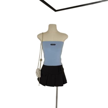 Pamučni top bez naramenica – Slim Fit, Jednobojan, 95% pamuka