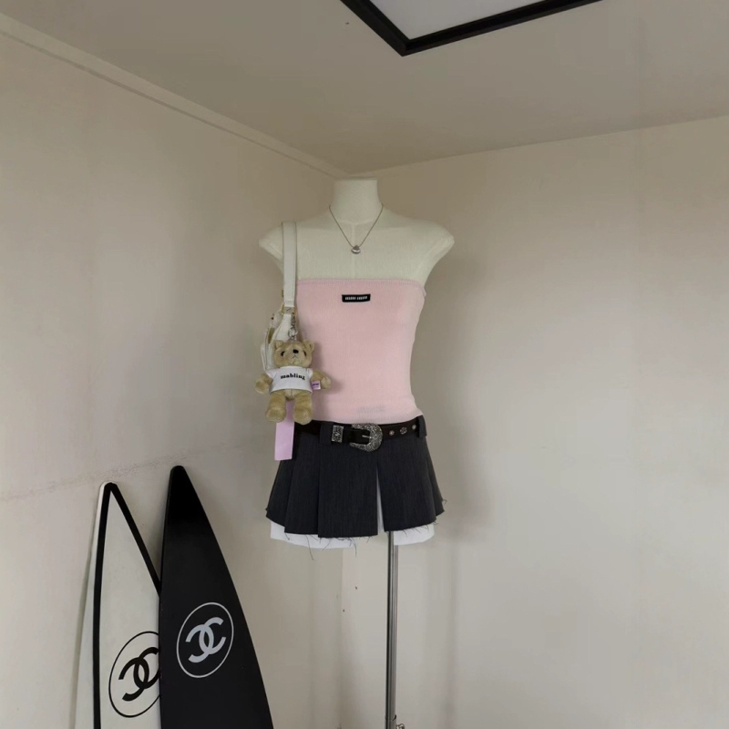 Pamučni top bez naramenica – Slim Fit, Jednobojan, 95% pamuka