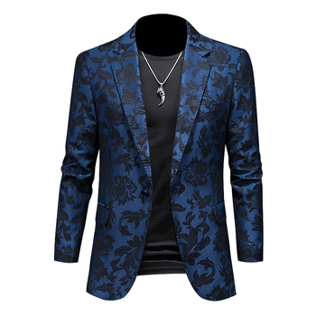 Casual muški sako, slim fit, korejski stil jacquard, jednobojno kopčanje na jedno dugme, bez glačanja, poliesterova smjesa