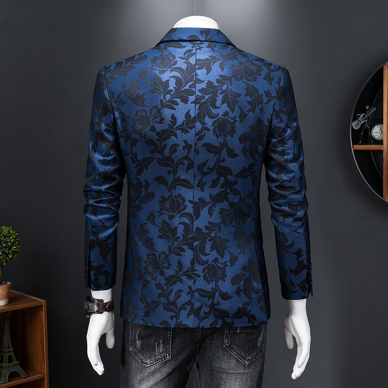 Casual muški sako, slim fit, korejski stil jacquard, jednobojno kopčanje na jedno dugme, bez glačanja, poliesterova smjesa