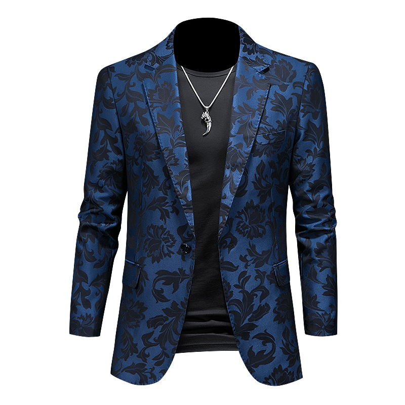 Casual muški sako, slim fit, korejski stil jacquard, jednobojno kopčanje na jedno dugme, bez glačanja, poliesterova smjesa