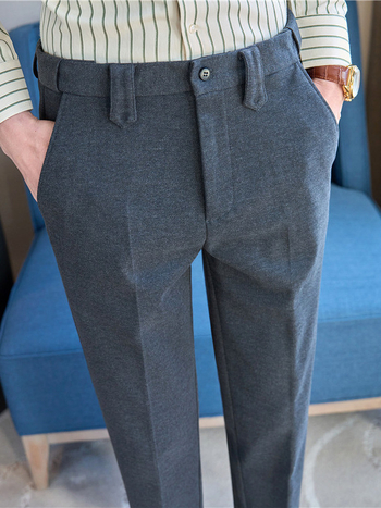 Muške hlače ravnog kroja od vunenog materijala, poslovno formalno odijevanje, korejski stil uskog kroja, duljina do gležnja