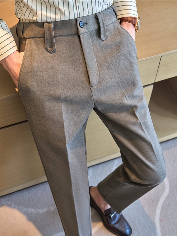 Muške hlače ravnog kroja od vunenog materijala, poslovno formalno odijevanje, korejski stil uskog kroja, duljina do gležnja