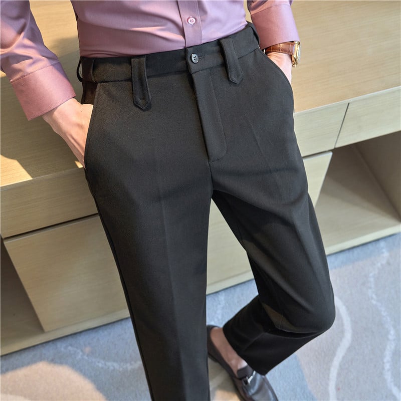 Muške hlače ravnog kroja od vunenog materijala, poslovno formalno odijevanje, korejski stil uskog kroja, duljina do gležnja