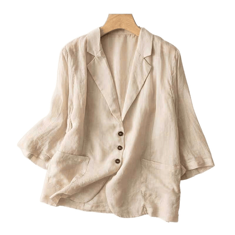Női blézer 3/4-es ujjal, egyréses zárású, gallér típusú zakó, splicing varrás, japán-koreai laza stílusban