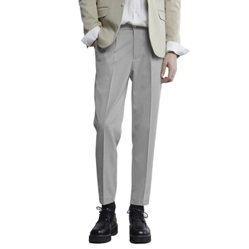 Muške hlače za odijelo s podstavom, ravni kroj, zimska sezona, poslovni formalni stil, korejski stil casual